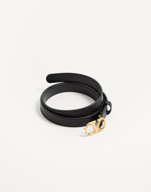 Valentino Garavani - Vlogo Signature Belt In Shiny Calfskin 20 Mm - Black - Woman - Belts