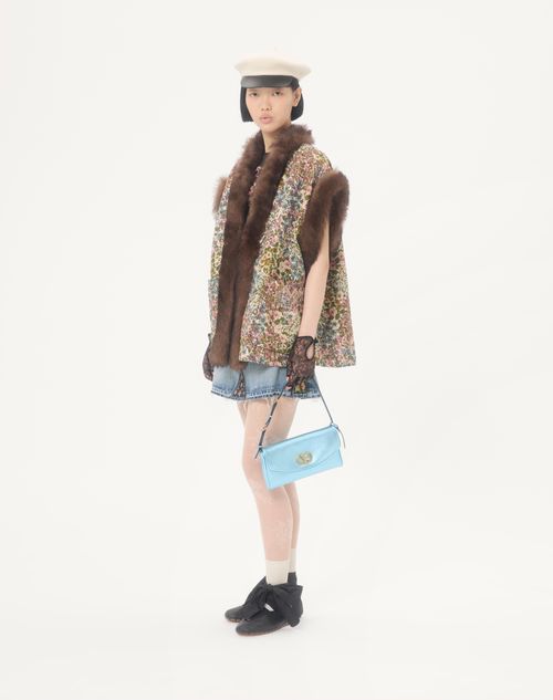 Valentino Garavani - Valentino Garavani Devain Small Shoulder Bag In Laminated Nappa Leather - Azure - Woman - Shoulder Bags