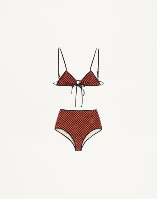 Shop Valentino Lycra Bikini With Plus De Pois Print Woman Red/black Xl