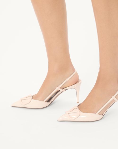 Valentino Garavani - Vlogo Signature Patent Leather Slingback Pump 80mm - Light Ivory - Woman - Pumps