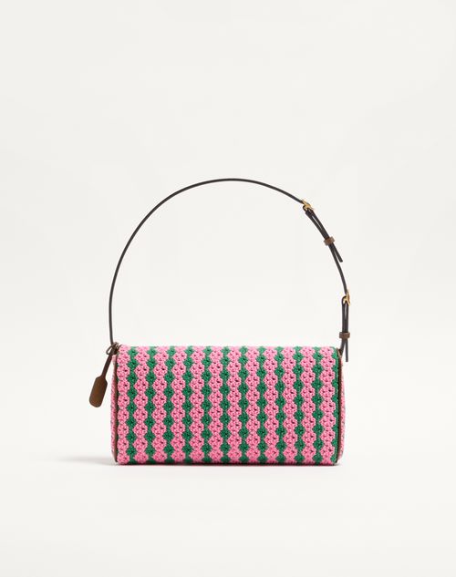 Valentino Garavani - Valentino Garavani Devain Small Shoulder Bag In Crochet Fabric - Pink/green - Woman - Shoulder Bags