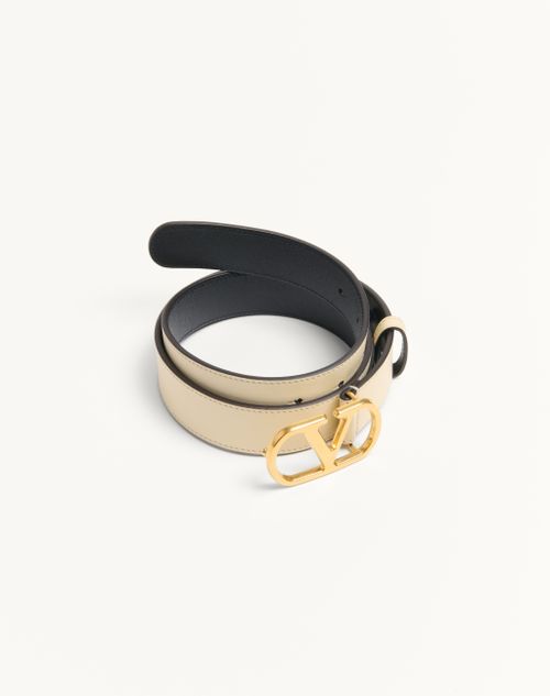 Valentino Garavani - Vlogo Signature Belt In Shiny Calfskin 30 Mm - Butter - Woman - Belts