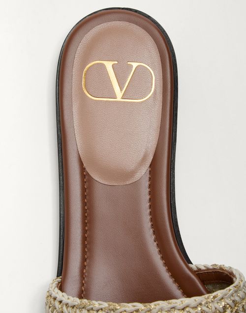 Valentino Garavani - Vlogo Signature Slide Sandal With Crochet Embroidery - Multicolor - Woman - Slides And Thongs