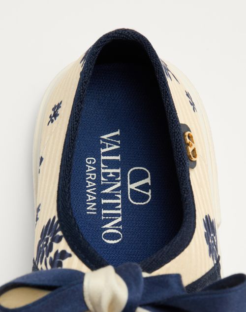 Valentino Garavani - Bay By Bay Ballerina Sneakers In Papier Floral Fabric - Butter/blue - Woman - Sneakers
