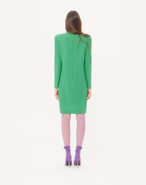 Valentino - Short Dress In Crispy Light Wool - Emerald - Woman - Dresses