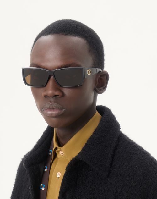 Valentino - Rectangular Acetate Eyewear - Black/yellow - Unisex - Eyewear