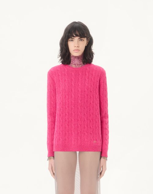 Valentino - Mouliné Wool Jumper - Fuchsia - Woman - Knitwear