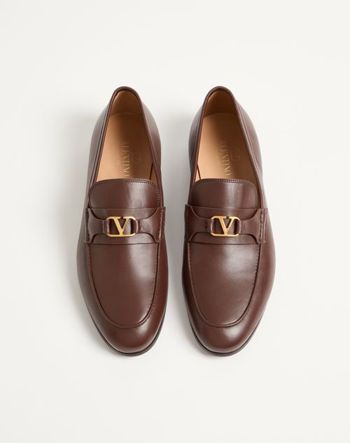 Valentino Garavani - Vlogo Signature Nappa Leather Loafer - Brown - Man - Loafers And Drivers