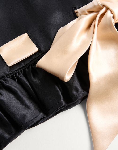 Valentino - Gonna Midi In Double Satin - Nero/betulla - Donna - Gonne