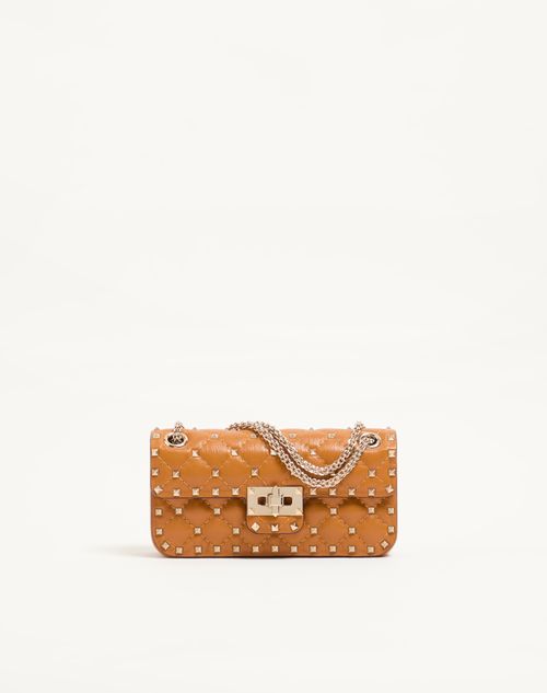 Valentino Garavani - Valentino Garavani Rockstud Spike Small Shoulder Bag In Kidskin - Tan - Woman - Shoulder Bags