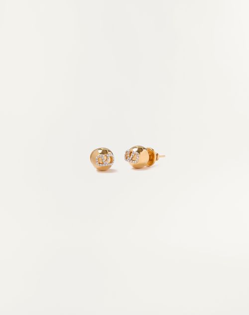 Valentino Garavani Vlogo Signature Metal And Swarovski® Crystal Earrings Woman Gold Uni