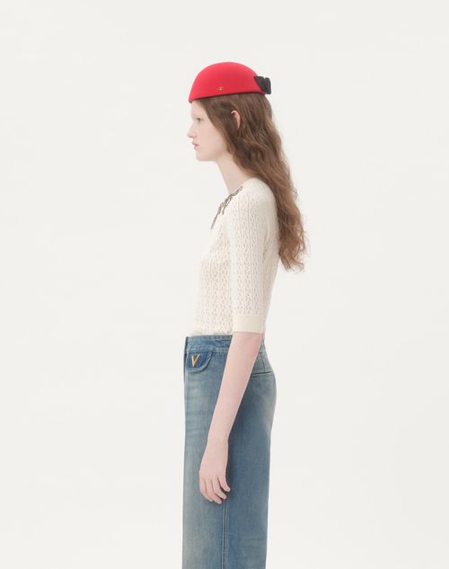 Valentino - Embroidered Cotton Top - Ivory - Woman - Knitwear