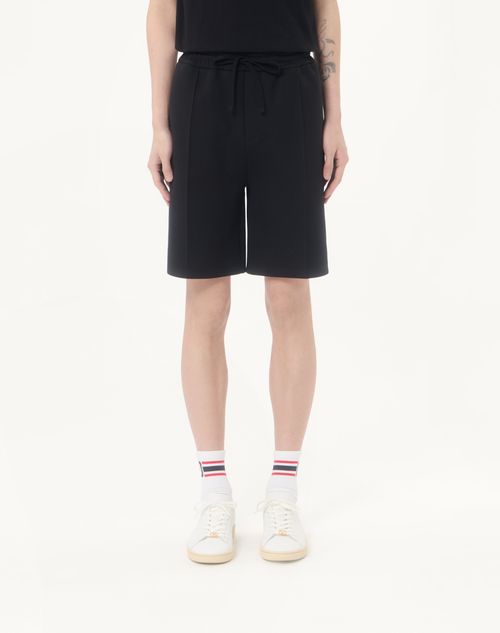 Valentino - Valentino Cotton Bermuda Shorts With Vgold - Black - Man - Pants And Shorts