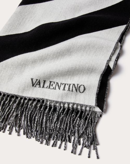 Valentino Garavani - Strhype Wool And Cashmere Stole With Strhype Jacquard Work - Ivory/black - Woman - Soft Accessories