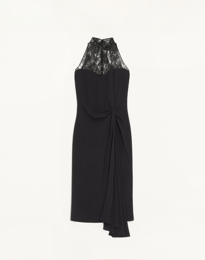 Valentino Women's Black Georgette Midi Dress Woman 48
