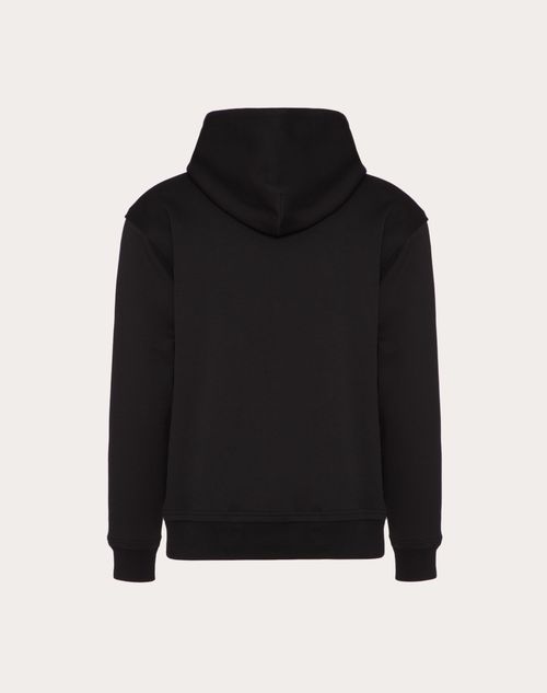 Valentino - Technical Cotton Sweatshirt With Hood And Maison Valentino Tailoring Label - Black - Man - T-shirts And Sweatshirts