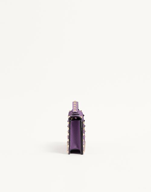 Valentino Garavani - Rockstud Wallet With Chain In Grainy Calfskin - Lilac - Woman - Wallets And Small Leather Goods