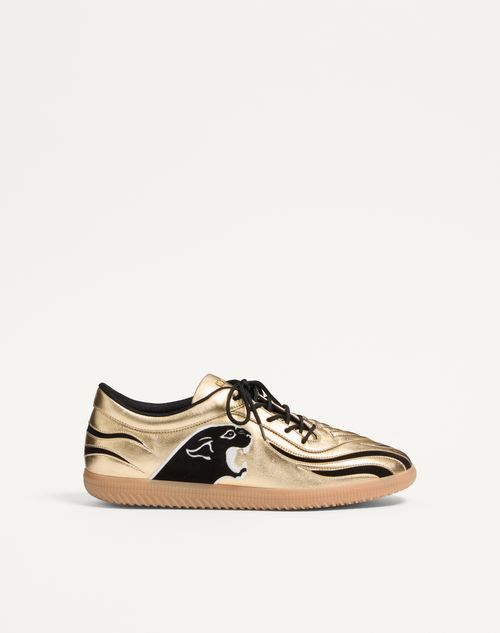 Valentino Garavani - Kicky Laminated Nappa Trainer - Antique Brass - Man - Trainers