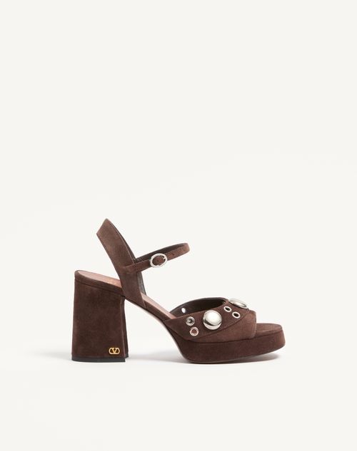 Valentino Garavani Nellcôte Platform Sandal In Split Leather 90mm Woman Brown 42