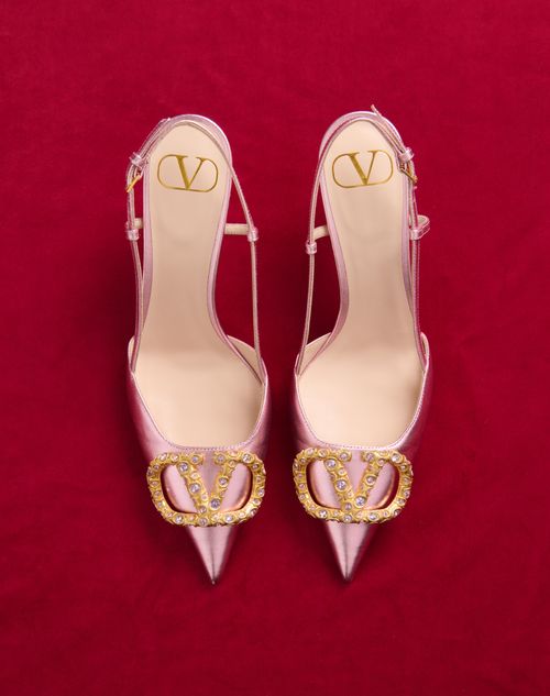 Valentino Garavani - Décolleté Slingback Vlogo Signature In Nappa Laminata 80mm - Giacinto/violet - Donna - Décolleté