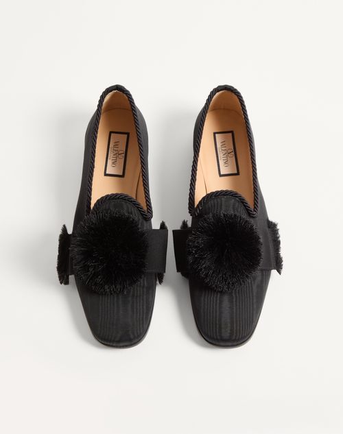 Valentino Garavani - Bowow Moiré Fabric Moccasin - Black - Man - Loafers And Driver