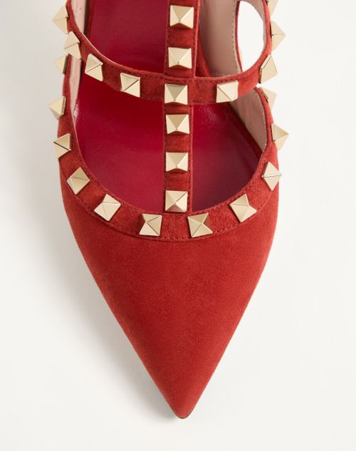 Valentino Garavani - ロックスタッズ スエード パンプス 100mm - レッド - ウィメンズ - パンプス