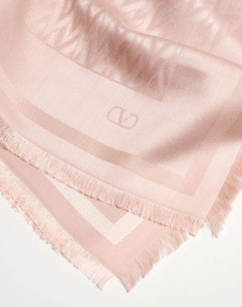 Valentino Garavani - Toute La V Wool And Silk Shawl - Rose Mist - Woman - Soft Accessories