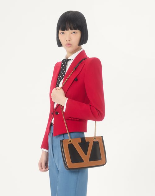 Valentino Garavani - Valentino Garavani Viva Superstar Small Nappa Leather Shopping Bag - Black/spice - Woman - Totes