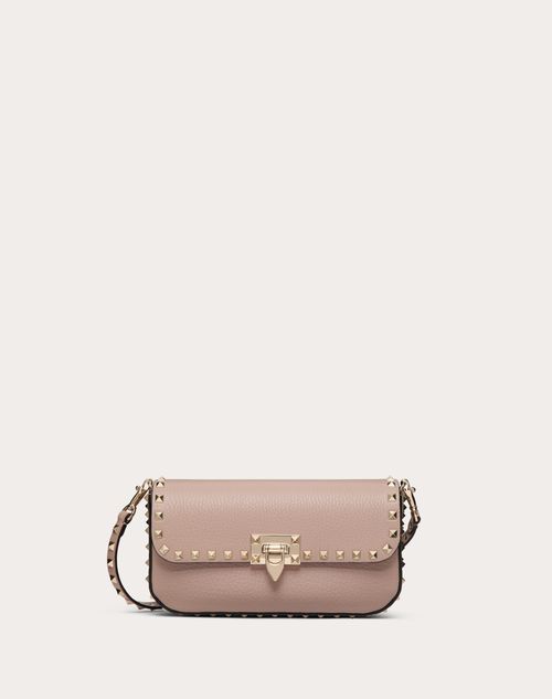 Valentino Garavani Garavani Rockstud Shoulder Bag In Grainy Calfskin Woman Poudre Uni