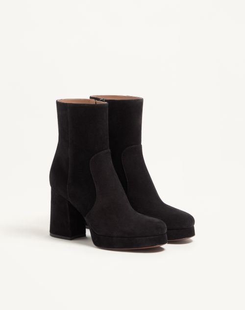 Valentino Garavani - Fawcette Platform Ankle Boot In Split Leather 90mm - Black - Woman - Boots And Ankle Boots