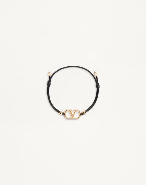 Valentino Garavani - Vlogo Signature Valentino Garavani Cotton Bracelet - Black - Woman - Jewelry