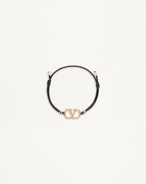 Valentino Garavani - Valentino Garavani Vlogo Signature Cotton Bracelet - Black - Woman - Jewellery