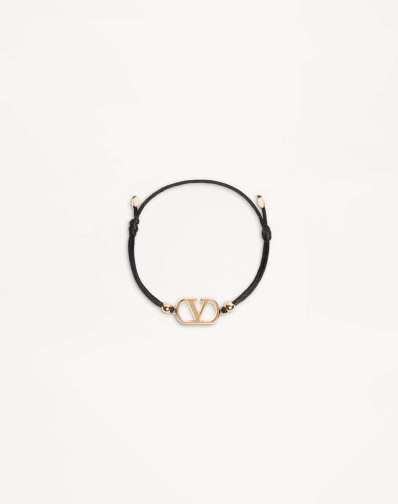 Valentino Garavani Women's Black Valentino Vlogo Signature Cotton Bracelet Woman Uni