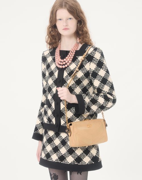 Valentino Garavani - Valentino Garavani Panthea Small Shoulder Bag In Nappa Leather With A Chevron Pattern - Gold Beige - Woman - Shoulder Bags