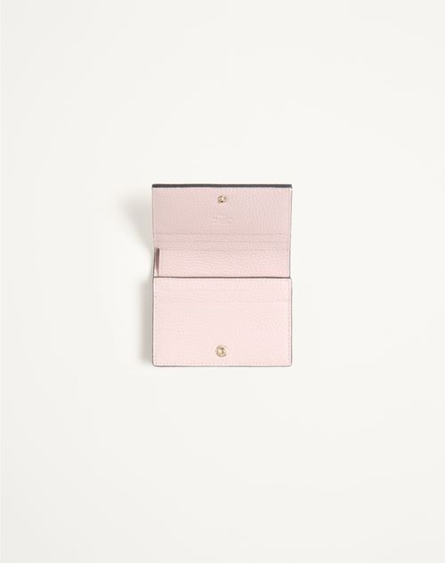 Valentino Garavani - Small Rockstud Grainy Calfskin Wallet - Pink - Woman - Wallets And Small Leather Goods