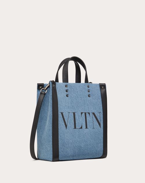 Valentino Garavani - Mini Vltn Denim Shopper - Denim/black - Man - Totes