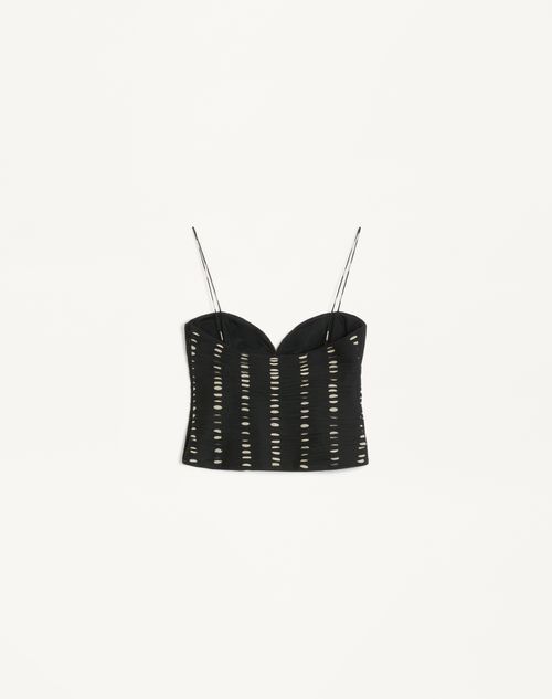 Valentino - Chiffon Top With Plusdepois Print - Black/birch - Woman - Shirts And Tops