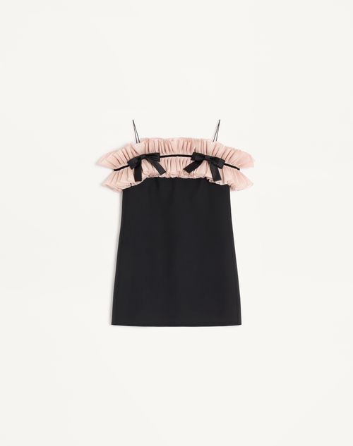Valentino - Crepe Couture Short Dress - Black/pink - Woman - Dresses
