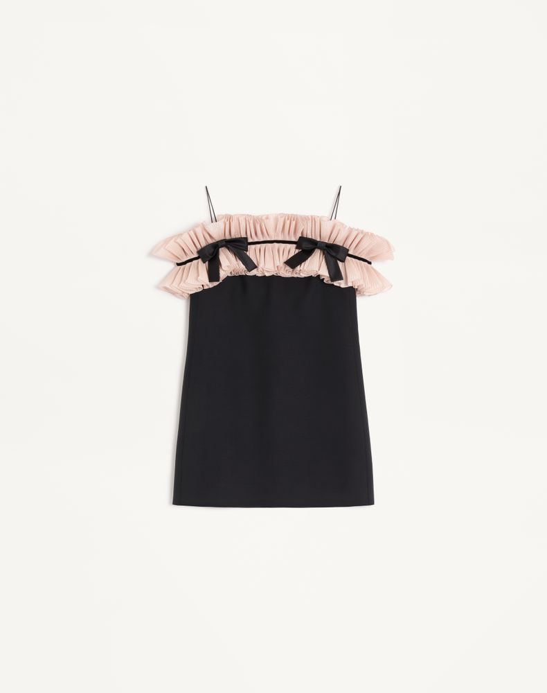 Valentino Kurzes Crepe Couture Kleid Frau 40 Schwarz/Rosa