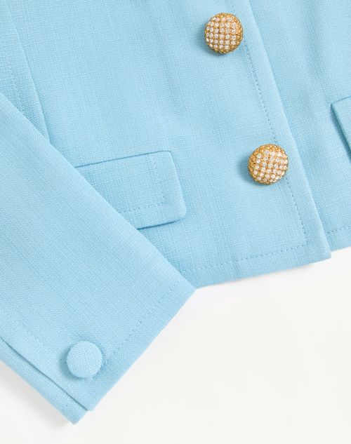 Valentino - Short Canvas Jacket - Pastel Gray - Woman - Jackets And Blazers