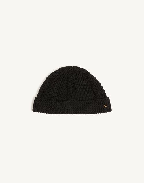 Valentino Garavani Cotton Beanie Hat Woman Black Uni