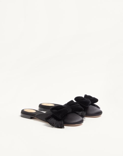 Valentino Garavani - Reinette Satin Mule - Black - Woman - Ballerinas
