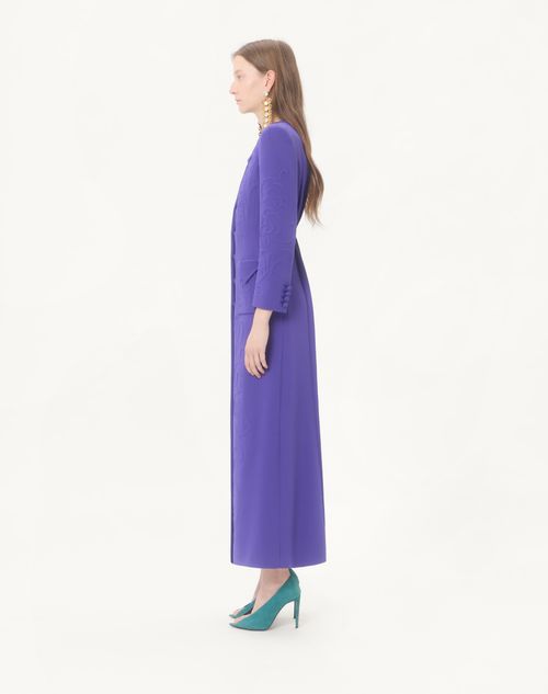 Valentino - Embroidered Cady Satin Coat - Purple - Woman - Coats And Outerwear