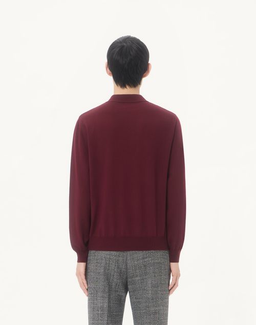 Valentino - Valentino Wool Polo With Vlogo Embroidery - Maroon - Man - Knitwear