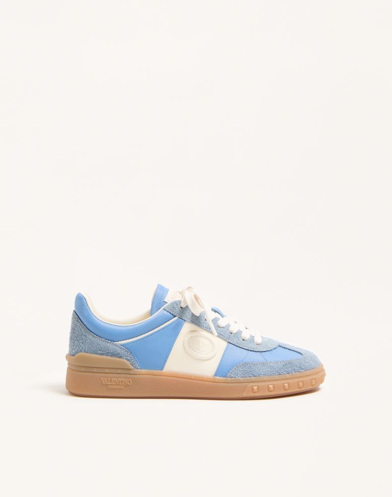 Valentino Garavani Women's Grey/Azure Upvillage Trainer In Crust Leather With Nappa Calfskin Leather Band Woman 41