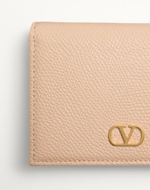 Valentino Garavani - Vlogo Signature Grainy Calfskin Wallet - Rose Sand - Woman - Wallets And Small Leather Goods