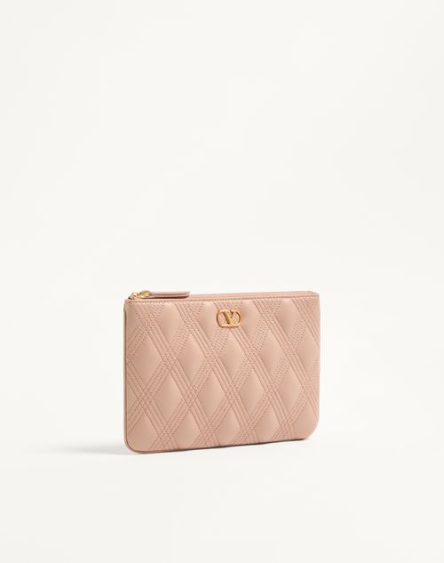 Valentino Garavani - Valentino Garavani Quiltie 67 Pouch In Quilted Nappa Leather - Rose Cannelle - Woman - Clutches