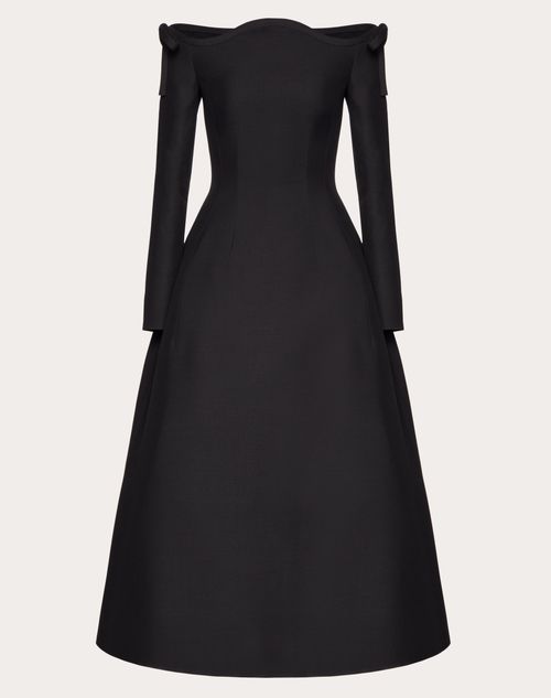Valentino Crepe Couture Midi Dress With Bow Details Woman Black 44 |  ModeSens