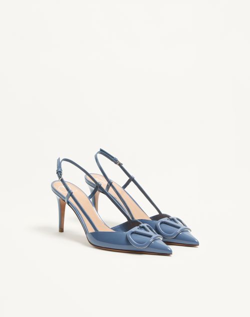 Valentino Garavani - Zapatos De Salón Destalonados Vlogo Signature De Charol Con Tacón De 80&nbsp;mm - Celeste - Mujer - Salones Y Slingbacks