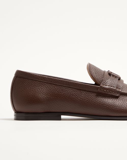 Valentino Garavani - Vlogo Signature Deer Leather Loafer - Brown - Man - Loafers And Driver